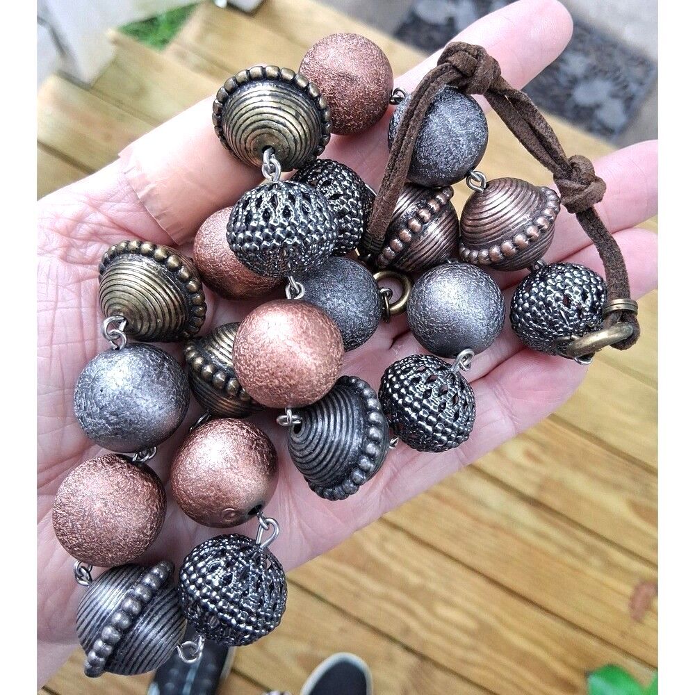 468 Big Chunky Beads Bold Statement Necklace 26"